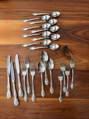 Gorham Musette Stainless Gorhamcraft Glossy Silverware Flatware Set 22 Piece